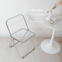 Transparent folding chair backrest photo props acrylic Nordic minimalist dining chair Net red clothing store photography background