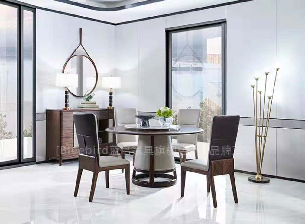 Bluebird furniture full solid wood round table modern light lavish large terrace number of home dining table and chairs