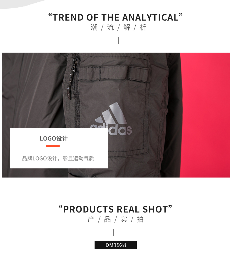 Adidas xuống áo khoác nam 18 mùa đông mới giản dị dài thể thao xuống áo khoác ấm DM1928 áo phao nữ dáng dài
