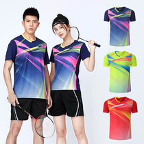 Men and women couples badminton Jersey short sleeve shorts new set breathable quick-dry table tennis suit group purchase customization
