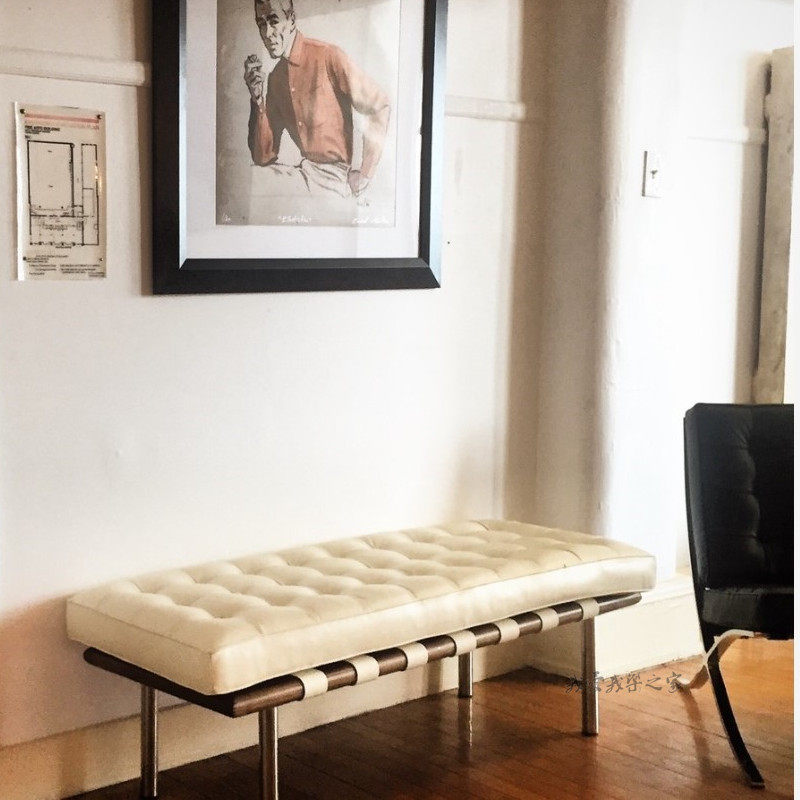 Nordic design solid wood bench modern leather bed end stool living room leisure sofa stool changing shoe stool sofa bench