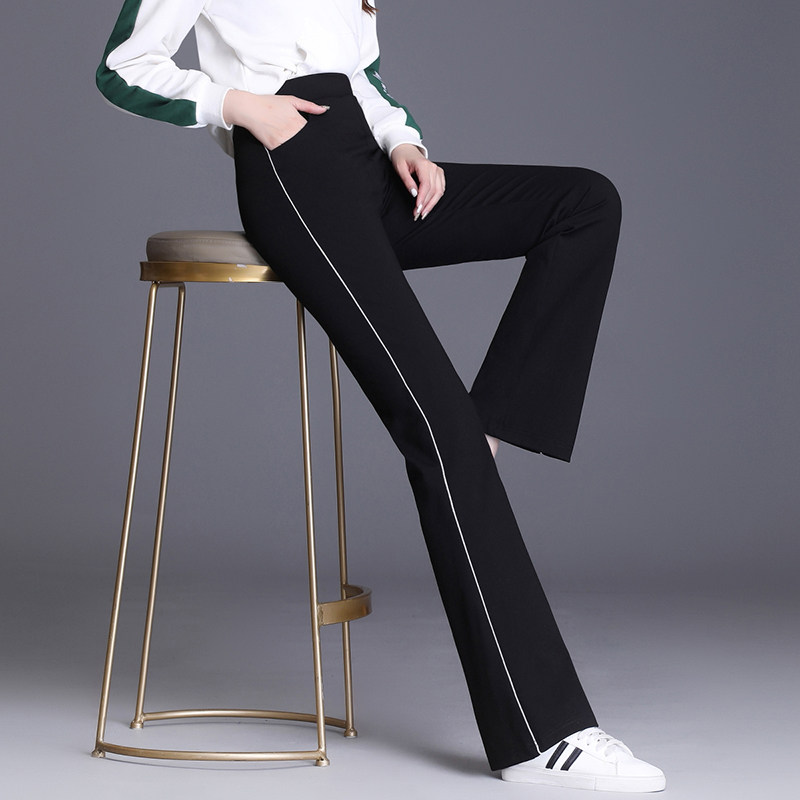 2022 Spring and Autumn Black New High - Led Broader Pants Lights Slimp - and - Lama Lets Stretch Trousers
