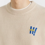 Абрикосовый зимний свитер, трендовая трикотажная рубашка, круглый воротник, увеличенная толщина