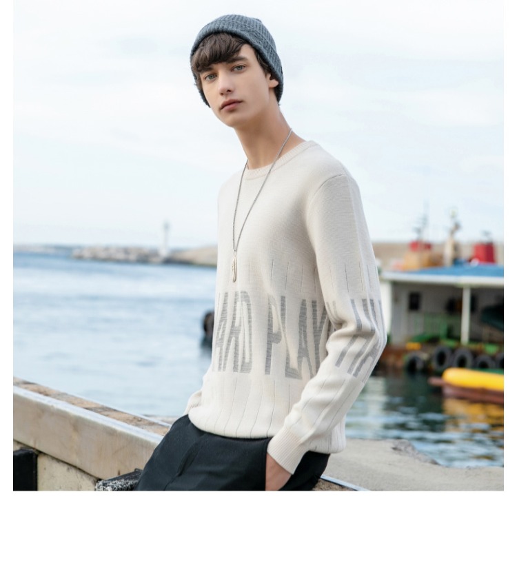 Áo len nam cổ tròn WOOG2005 2018 mùa thu mới phiên bản Hàn Quốc của xu hướng áo len dày cho nam áo sweater nam