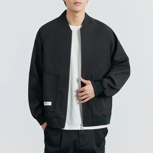 Черная бейсбольная осенняя куртка для отдыха, оверсайз