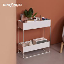 Maifan modern simple wrought iron floor shelf Household double-layer storage shelf living room corner storage rack