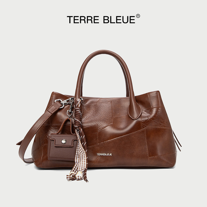 Terrebleue Light Luxury Commuter Versatile Shoulder Handbag 7557 Brown