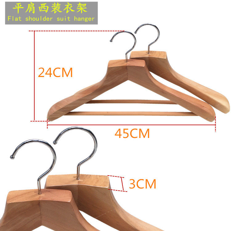 Деревянные вешалки 加厚平头酒店木衣架家用衣服挂衣架可定制logo木质衣挂实木凉衣架 Cable, whit