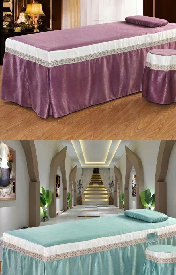 Làm đẹp giường bao gồm bốn bộ y học Trung Quốc massage moxib phỏng vật lý trị liệu móng chân câu lạc bộ giường đặc biệt giường đơn váy - Trang bị tấm mẫu ga trải giường spa