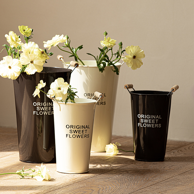 Nordic ins wind minimalist Creativity Wake-up Flowers Barrel Home Tin Barrel Flower Shop Iron Art Dry Flowers Barrel Decorator-Taobao