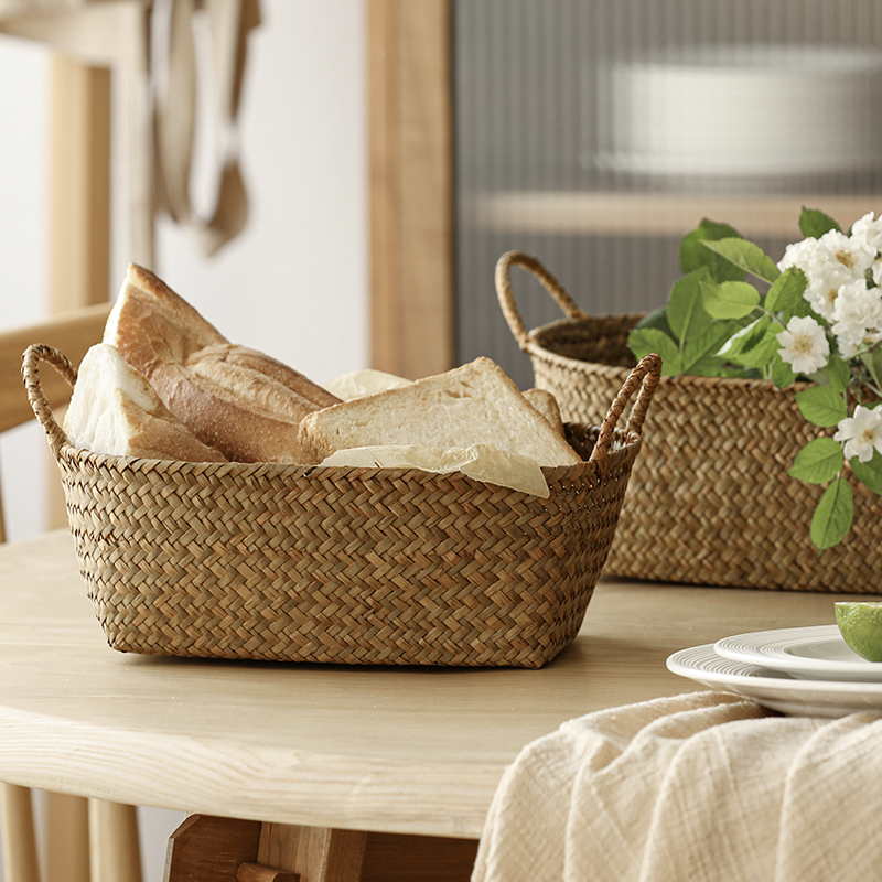Nordic Seagrass Containing box Grass-woven table Living room Mini office Woven Storage Basket of Woven Storage Basket Vines