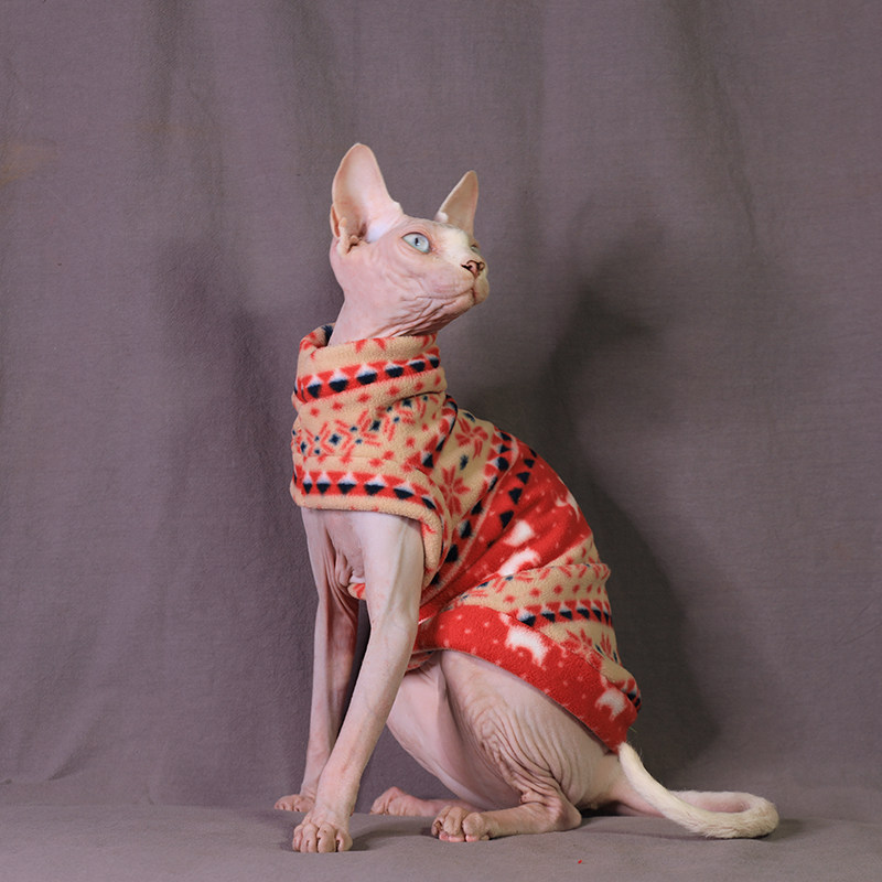 Custom Sphinx pet cat clothes Fleece ins wind spring and autumn and winter warm thick hairless cat special