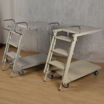 Ming Ye small foldable mobile climbing car extension rod multi-function double-layer plate widened pick-up metal ladder