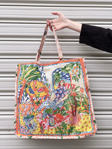 Thai Niche Design Fire Double-sided Printed Sail Bag commuter Large-capacity single shoulder bag Hand small Blossom Big Bag