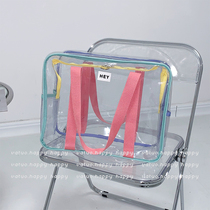 VAUTO Korea Resort Teenage Girl Tours Transparent Beach Bag Hand Beach Waterproof Candy Color Jelly Containing Bag