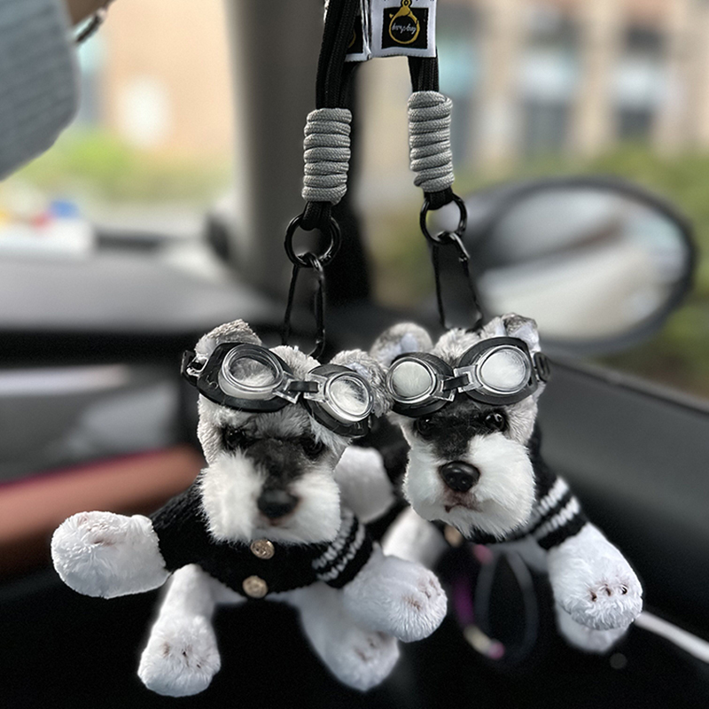 Cute and Unique Schnauzer Keychain Bag Pendant Plush Bag Decoration Car Keychain Couple Pendant Creative Gift