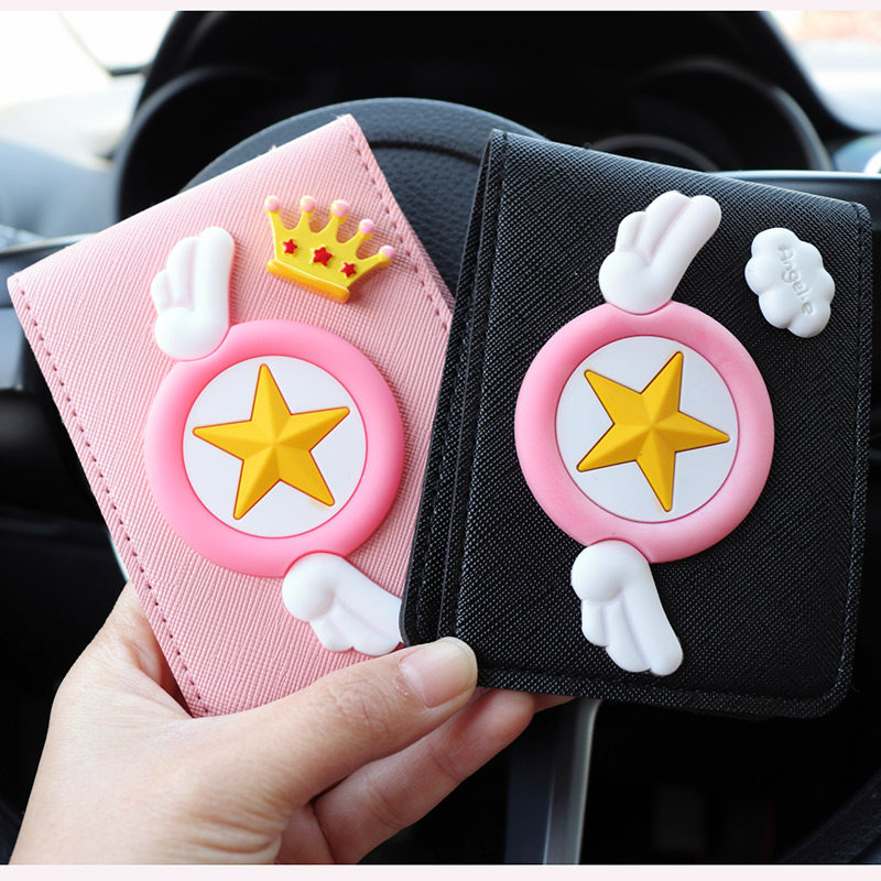 Motor Vehicle Driving License Cover Personality Creative Leather Sleeve Women's License Protective Sleeve All-in-one Bag Lovers Two-in-one Online Red Women