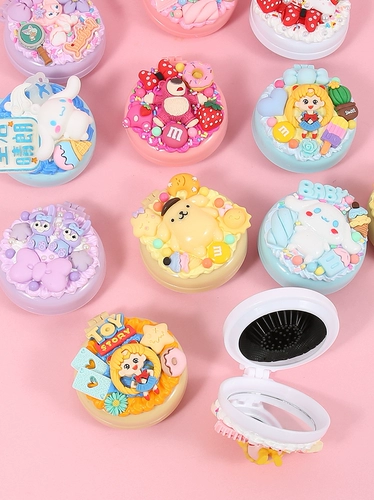 Кремовое портативное зеркало, складная расческа, креативный набор материалов для школьников, «сделай сам»