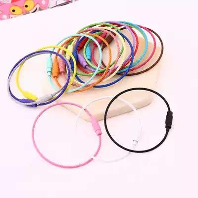 4 5cm steel wire coil keychain tag Color steel wire rope keychain Stainless steel multi-purpose steel wire hanging buckle