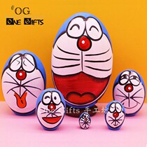 Russian doll set Doll Doll cartoon wooden toy hand-painted Doraemon 6 six-layer doll creative birthday gift