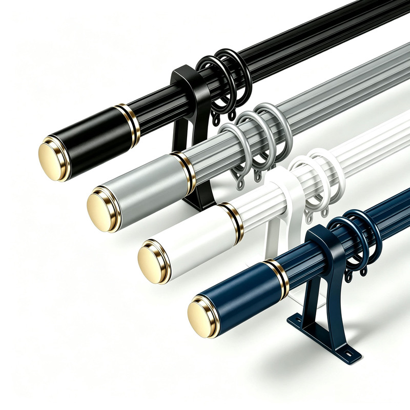 New Thickened Aluminum Alloy Curtain Rod, Extra Thick Roman Rod, Silent Single Rod, Double Rod Track Curtain Rod with Accessories Included