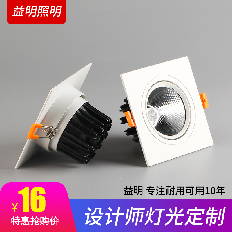 LED Downlight Rectangle COB Spotlight Single head Double head Household Grid Ceiling Bold Light Grille Light 15x15x10