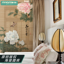 Bamboo curtain curtain roll-pull household Chinese living room decoration shading curtain Japanese Zen partition Tea ceremony background wall