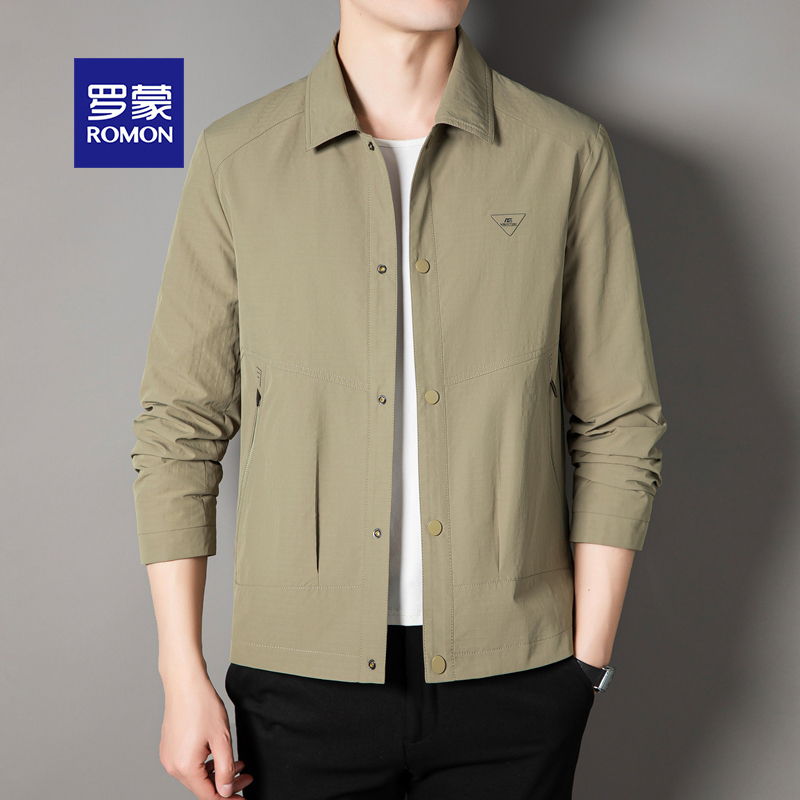 Romon Light Luxury Bubble Gauze Men's Casual Short Jacket Men's Spring New Versatile Workwear Lapel Jacket
