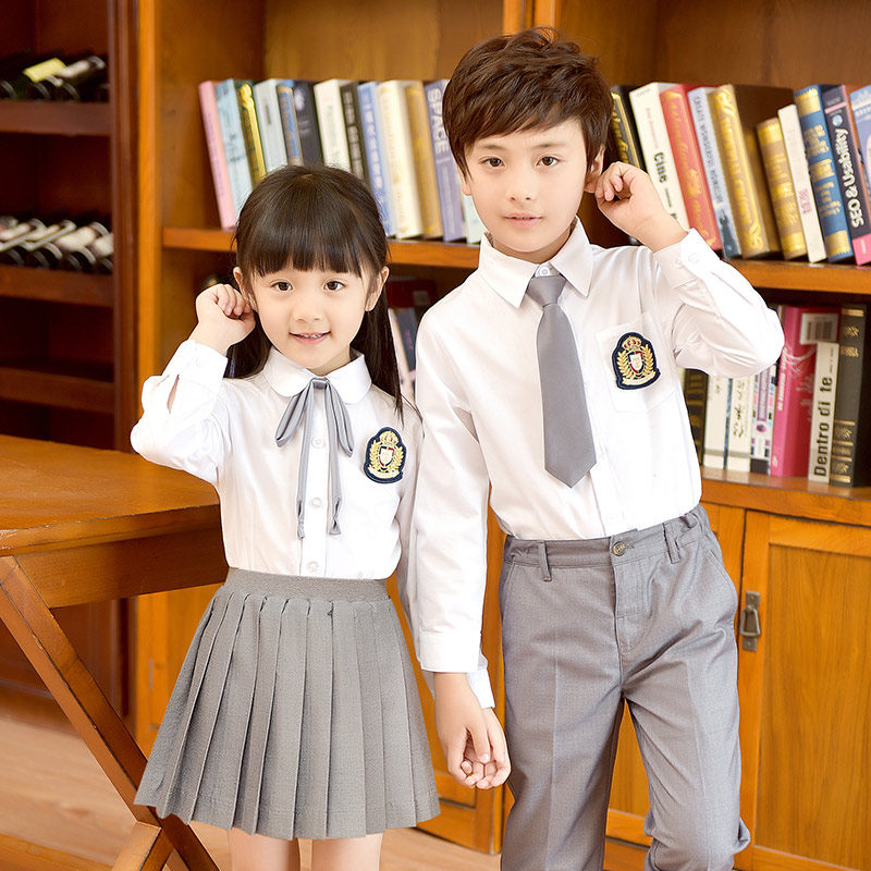 School Uniforms Elementary School Students Class Clothes Men And Women Children's Clothing Spring Autumn Season College Wind Long Sleeves White Shirt Kindergarten Garden Suit-Taobao