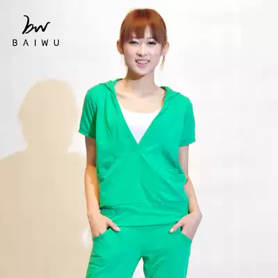 Kashiwaya sports casual top Yoga short-sleeved hooded