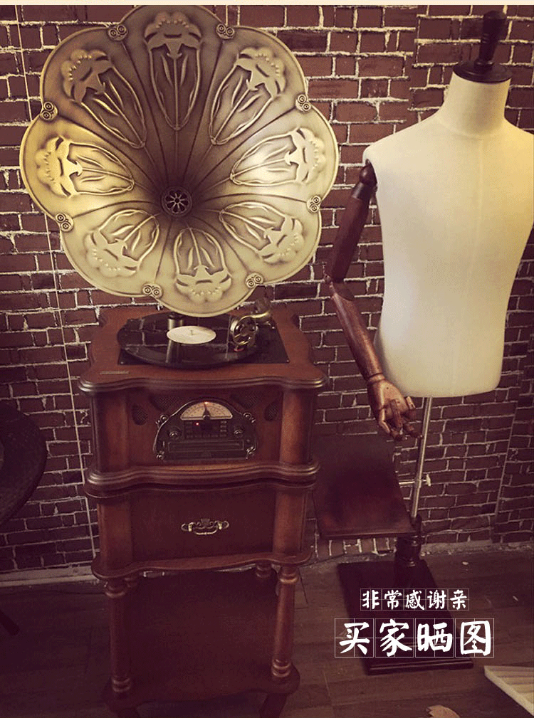 Виниловый проигрыватель 摩范 大喇叭留声机 仿古lp黑胶唱片机 复古老式电唱收音机u盘蓝牙 Mocafine