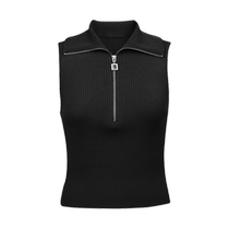 DEEP BREATH Take a deep breath my brother is really good. Knitted sweater half zipper vertical pit strip knitted vest A301175