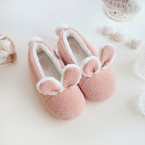  Winter cute rabbit Xinjiang cotton warm cotton shoes female cute bunny velvet super soft warm non-slip moon shoes