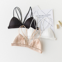 New matte silk texture thin shoulder strap small bra sexy suspender bandeau bra four shoulder straps