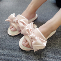 New product satin noodles big butterfly knot snowflake velvet fish mouth winter cotton slippers girls heart great butterfly knot home slippers