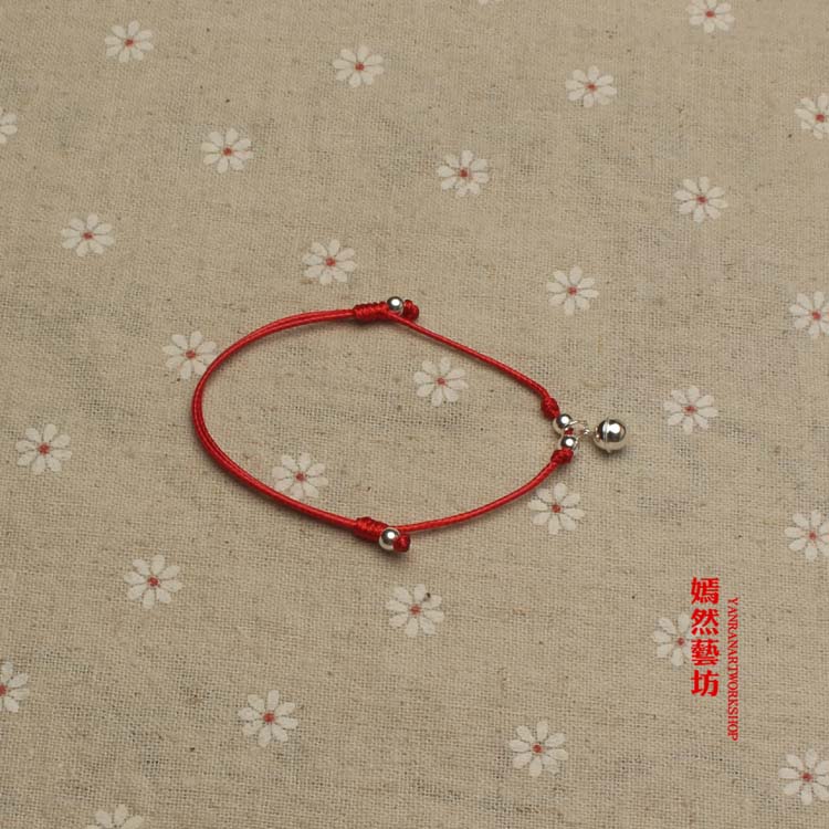 999 sterling silver red rope vòng đeo tay vòng chân đơn giản và hào phóng siêu mỏng chân đỏ rope tay rope