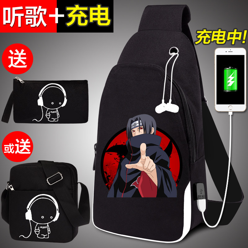 Naruto Uchiha Itachi children's cross-body bag fashion small bag tide boy shoulder bag boy canvas chest bag