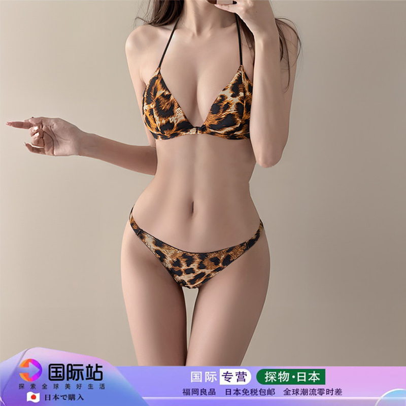 Japanese Taolo Sexy Leopard Print Triangle Cup Bra Set for Women, Thin Style, Push-Up for Small Chest, Front Closure, Beautiful Back Design Japanese Taolo Sexy Leopard Print Triangle Cup Bra Set for Women, Thin Style, Push-Up for Small Chest, Front Closure, Beautiful Back Design