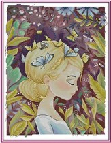 Cross stitch source file butterfly and girl