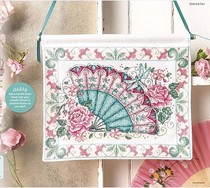 Cross stitch source file Oriental rose fan
