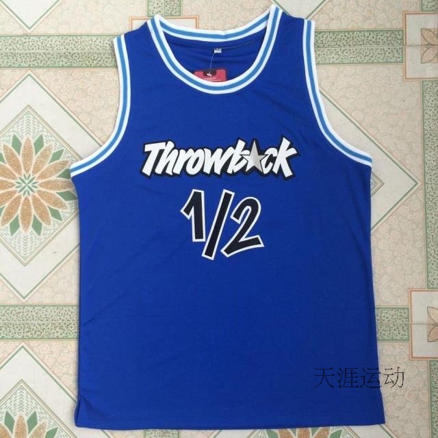 Penny Hardaway 1/2 Black White Blue Retro Finely Embroidered New Fabric Basketball Jersey