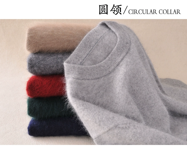 Mùa đông nhung áo sơ mi nam tròn cổ áo len rộng kích thước rộng áo len cashmere dày chạm đáy áo len ấm áp