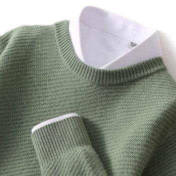 Winter new double-ply thickened 100% pure wool sweater men's round neck casual sweater loose pullover knitted bottoming shirt Winter new double-ply thickened 100% pure wool sweater men's round neck casual sweater loose pullover knitted bottoming shirt