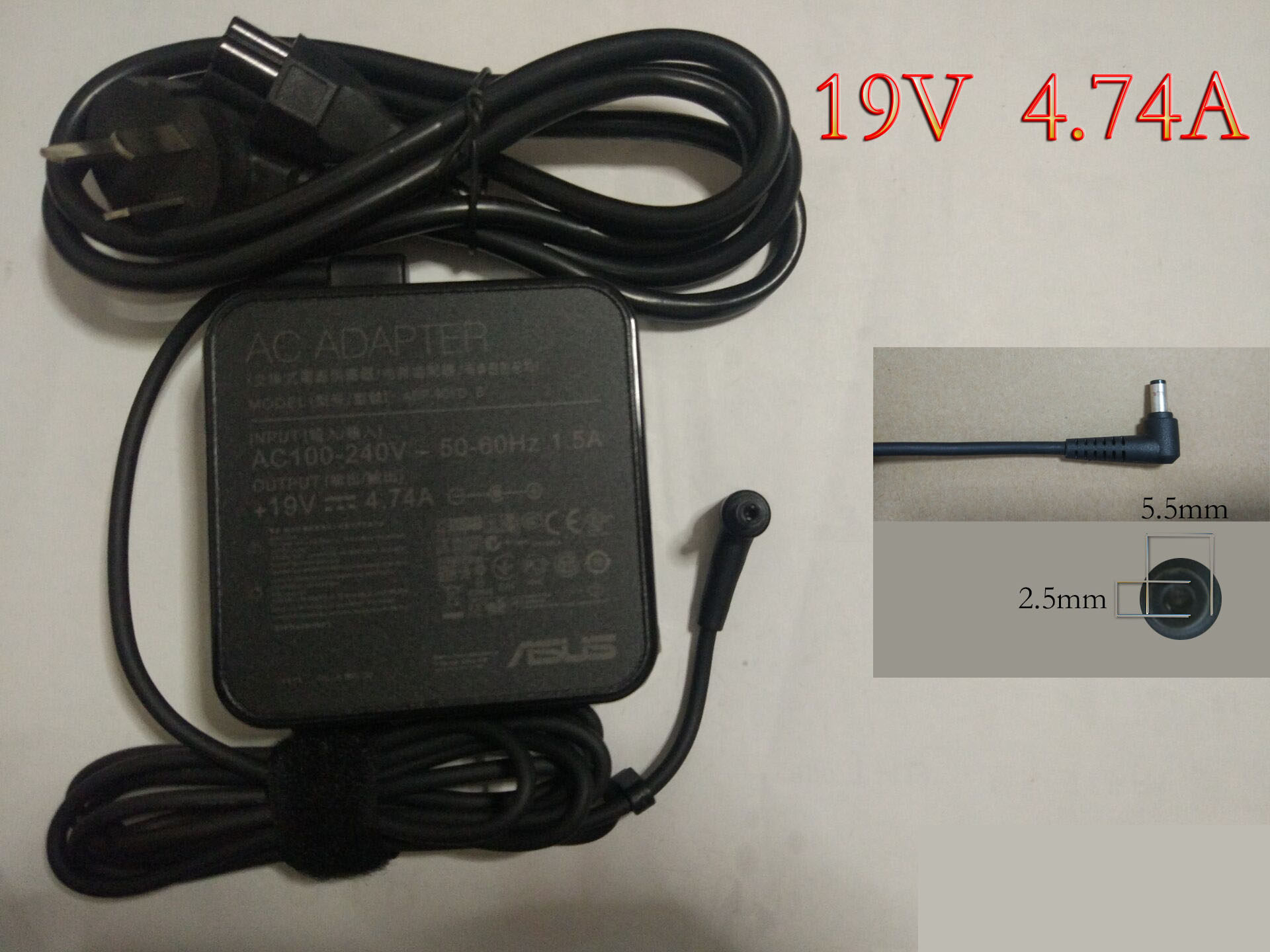 Suitable for the new ASUS square power adapter K550 A450JF N80E charging cable 19V4 74A