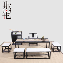 New Chinese meditation solid wood Stool Simple Tea Stool Clubhouse Guest House Tea House Tea Room Benches Tea Table Bench Composition