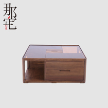 New Chinese tea table minimalist living room tea table solid wood rectangular tea table imitation ancient furniture with drawer tea table custom