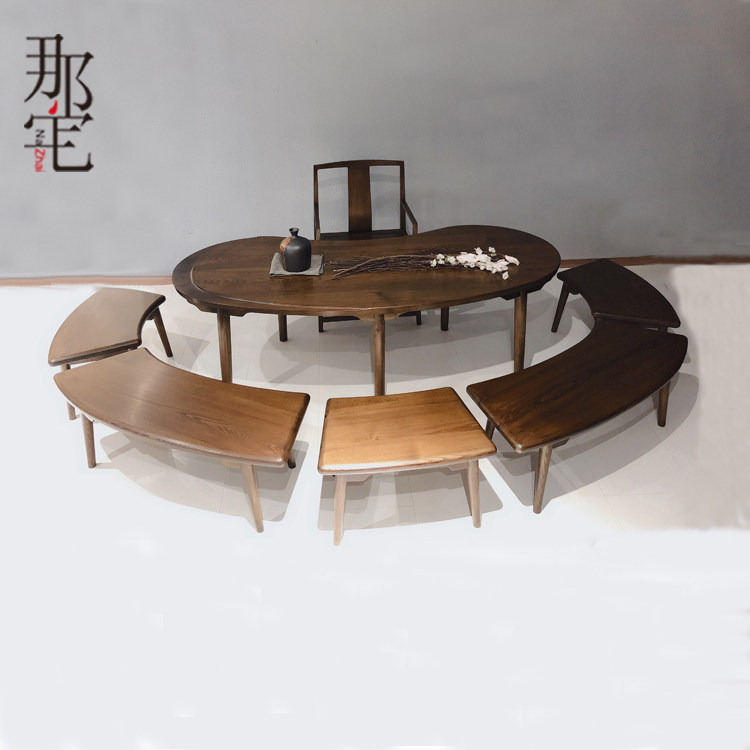 New Chinese solid wood Zen tea table and chair combination simple modern Chinese tea room tea house club furniture customization