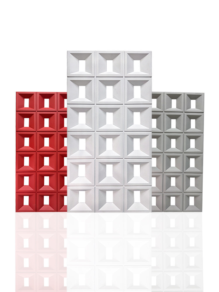 Internet Celebrity Pu Hollow Brick Nine-Square Grids Double-Sided Partition Pu Component Background Wall Cut Out Art Decoration Lightweight Imitation Stone