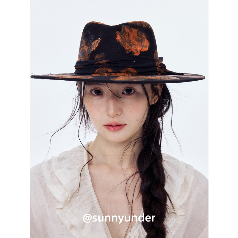 Unique Hand-Painted Western Cowboy Hat for Women, Suitable for Spring, Autumn, and Winter, Featuring a Poplar Forest Travel Photography Style, Large Brim, Jazz-Style Hat Unique Hand-Painted Western Cowboy Hat for Women, Suitable for Spring, Autumn, and Winter, Featuring a Poplar Forest Travel Photography Style, Large Brim, Jazz-Style Hat