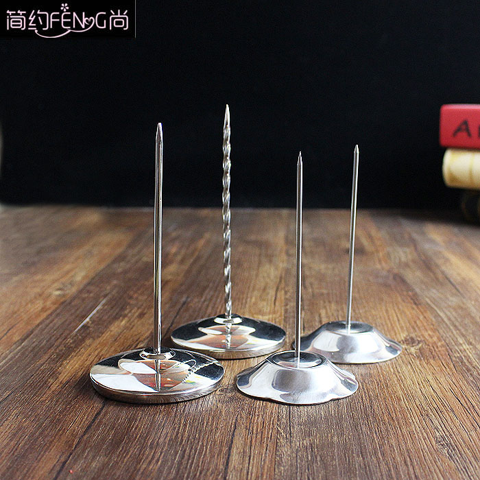 Catering milk tea shop Stainless Steel Bar Counter menu insert Number Single Ticket Bill Fork note insert Invoice Fork